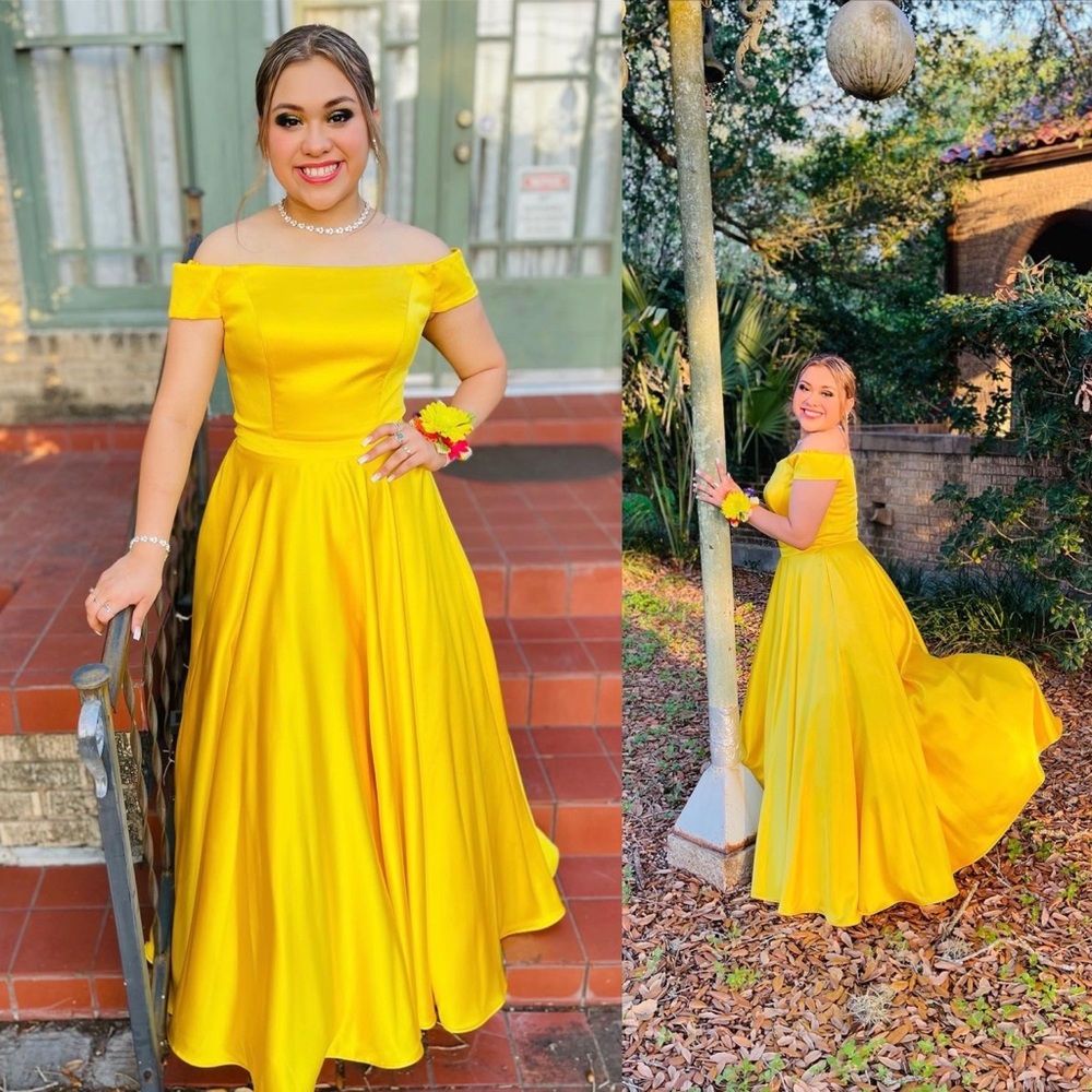 Elegant Yellow Off-Shoulder Dress